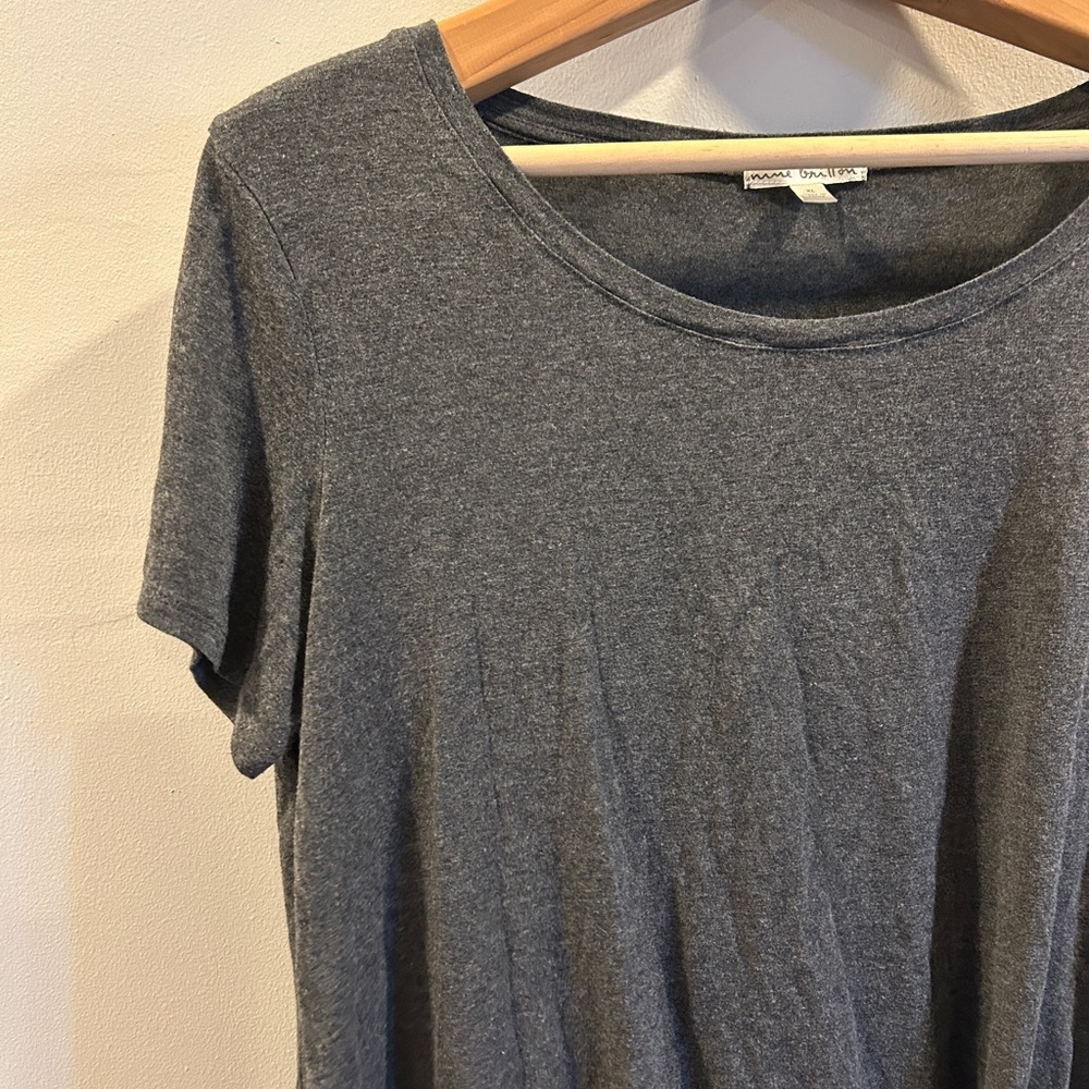 Nine Britton Knot Front Gray Top XL short sleeve blouse - Picture 3 of 8